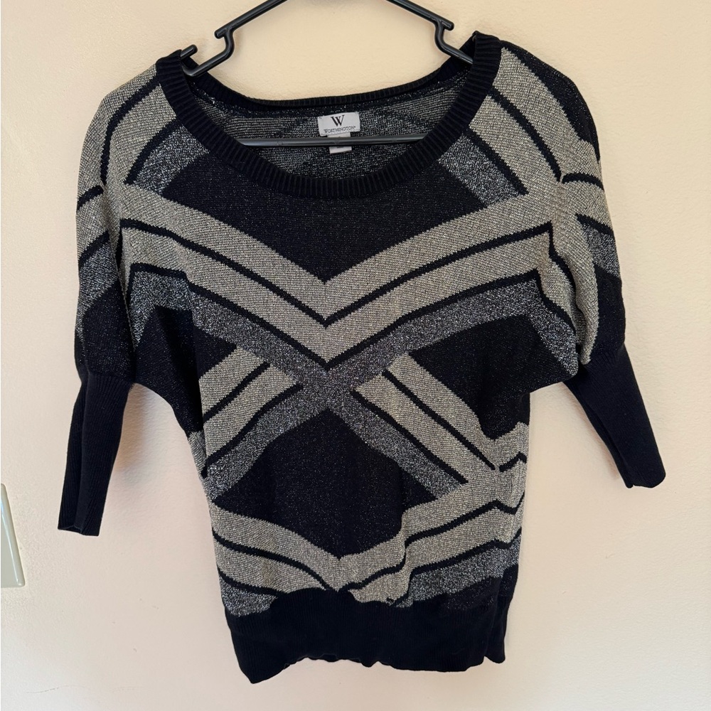 Worthington Black and Gray Patterned Sweater